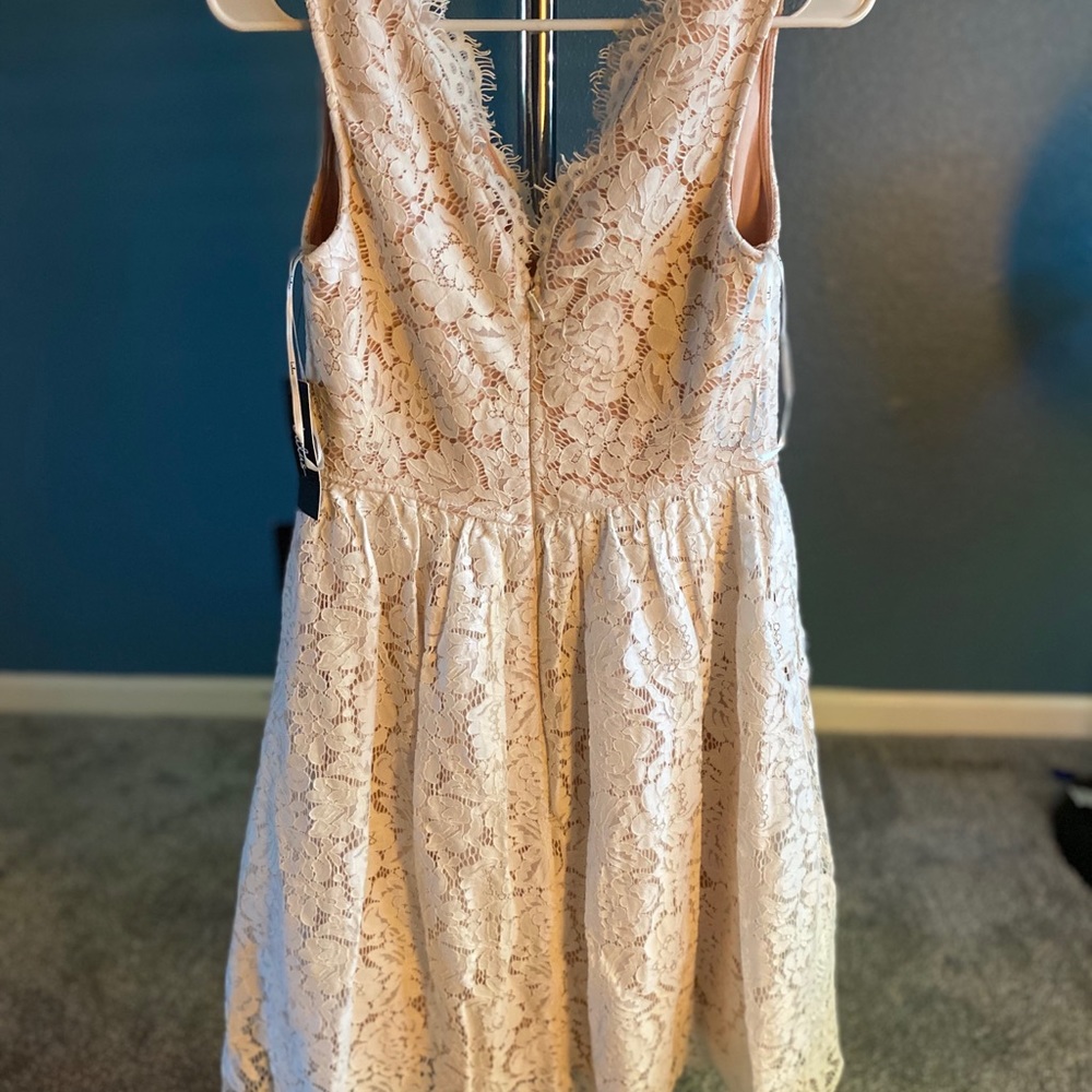 Love Swept White Lace Midi Dress